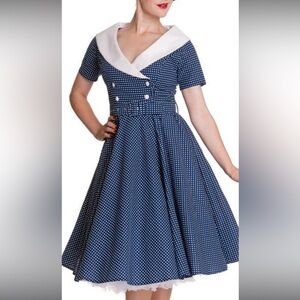 Vintage Hell Bunny Navy Polka Dot Dress